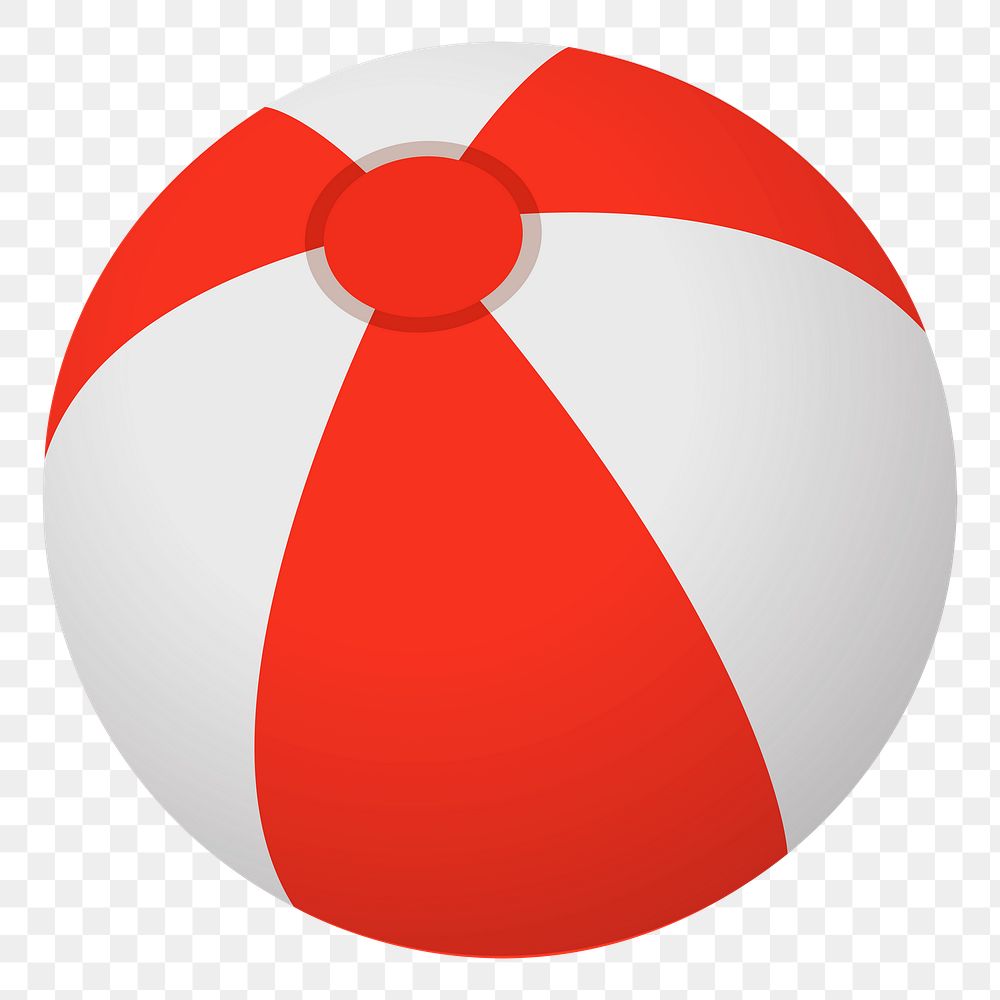 Png Red and White Beach Ball element, transparent background