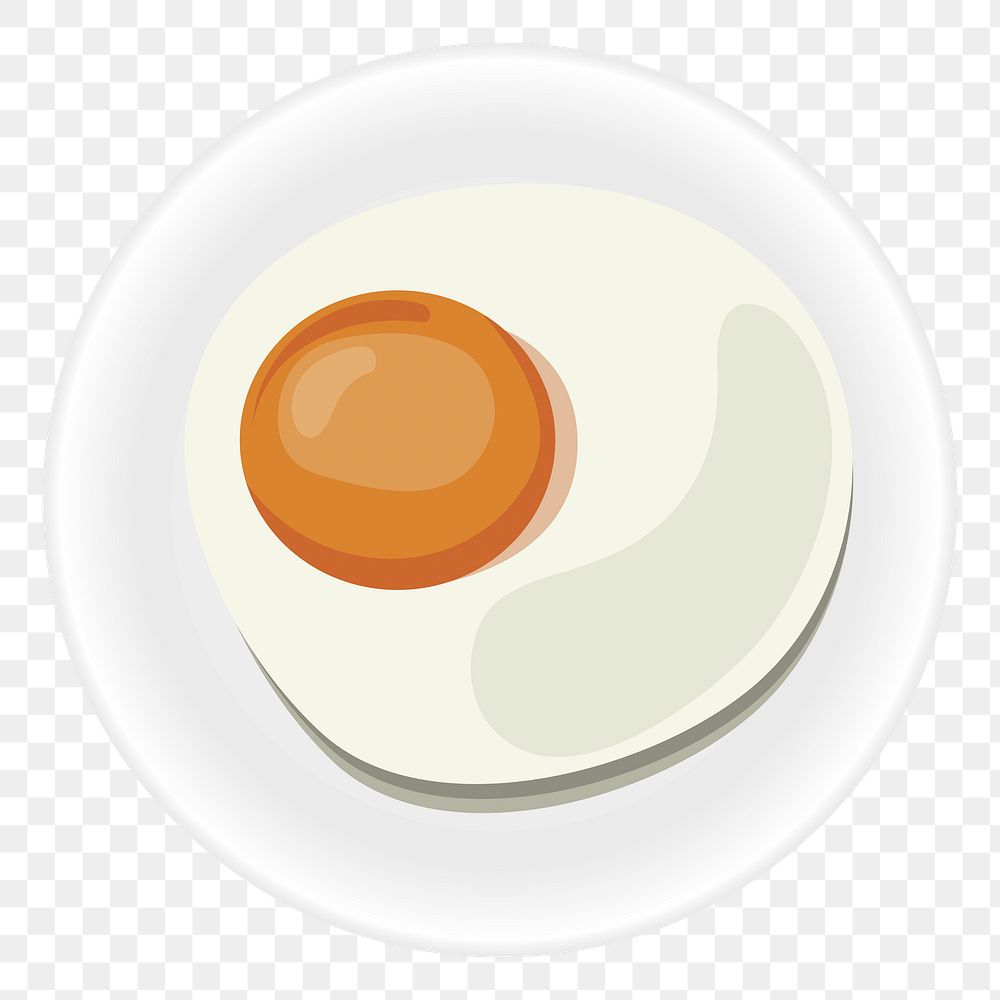 Png Fried Egg on Plate Breakfast Food element, transparent background