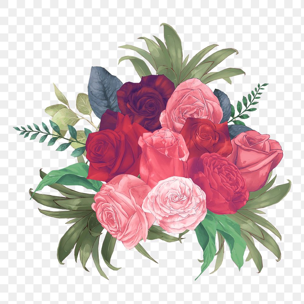 Rose bouquet png illustration, transparent background