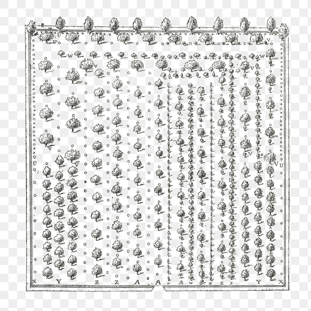 Orchard png garden plan, transparent background