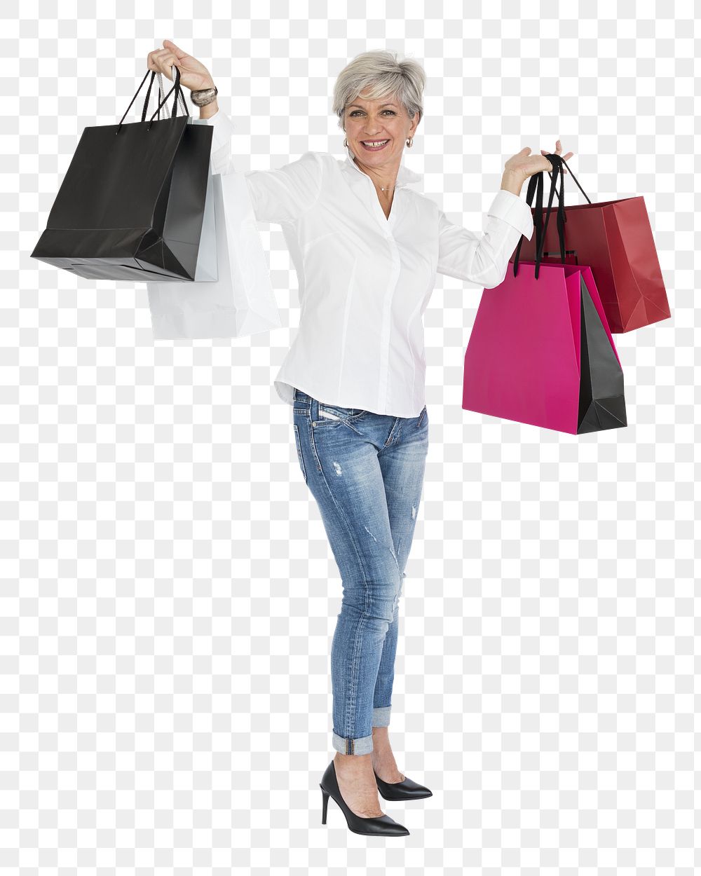 Woman shopping png element, transparent background