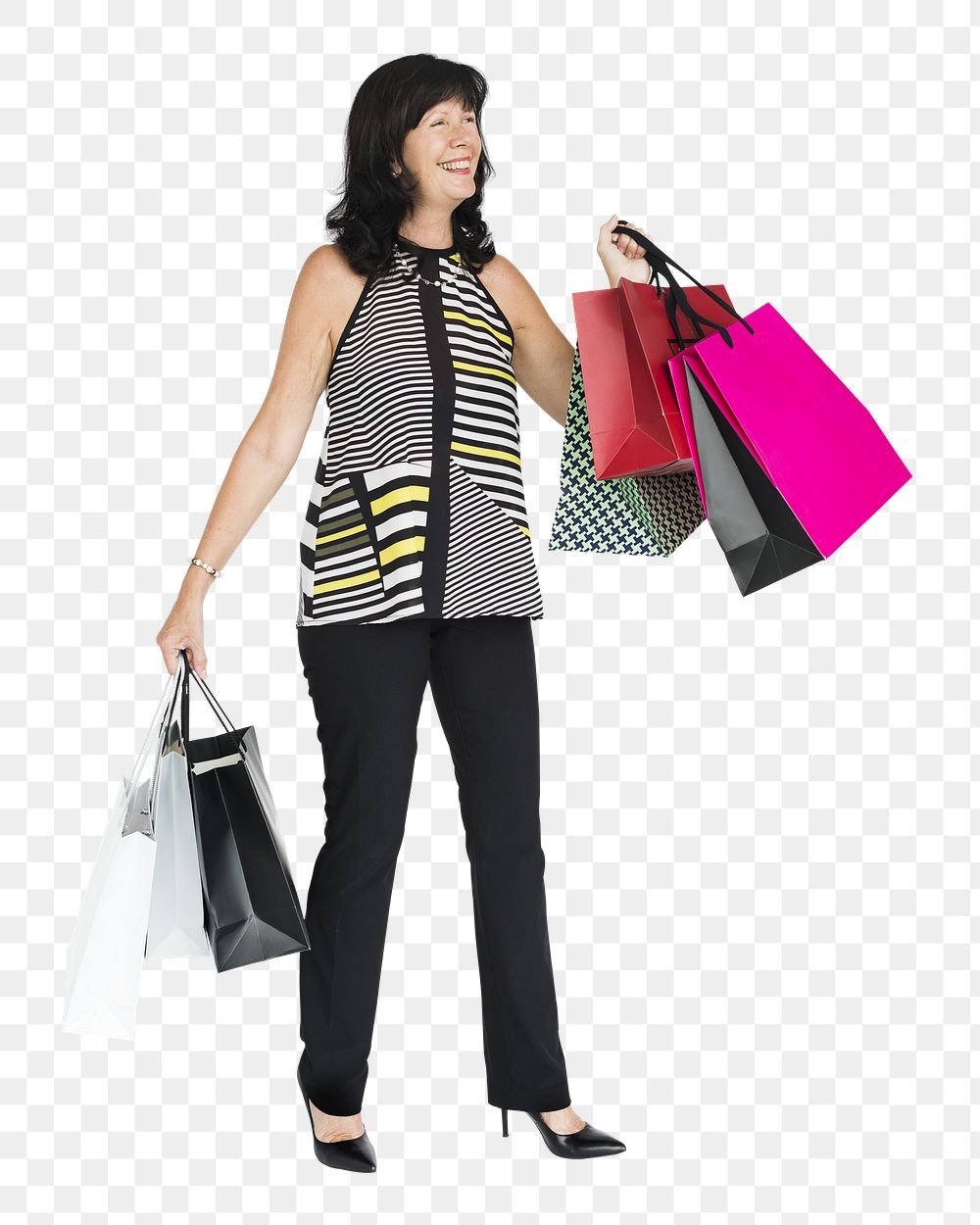 Woman shopping png element, transparent background