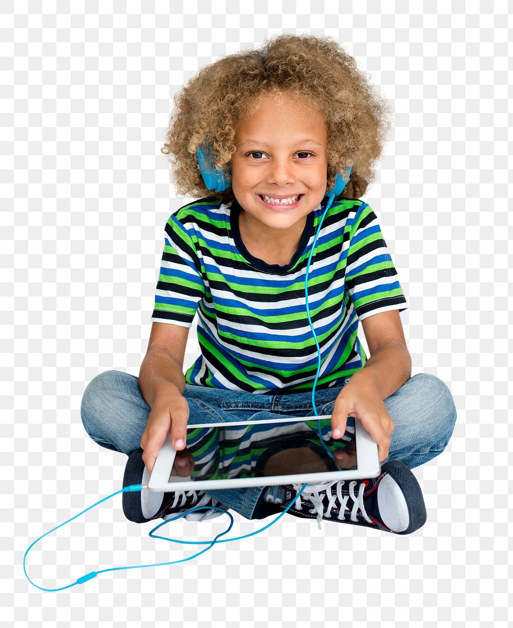 PNG boy listening to music transparent background