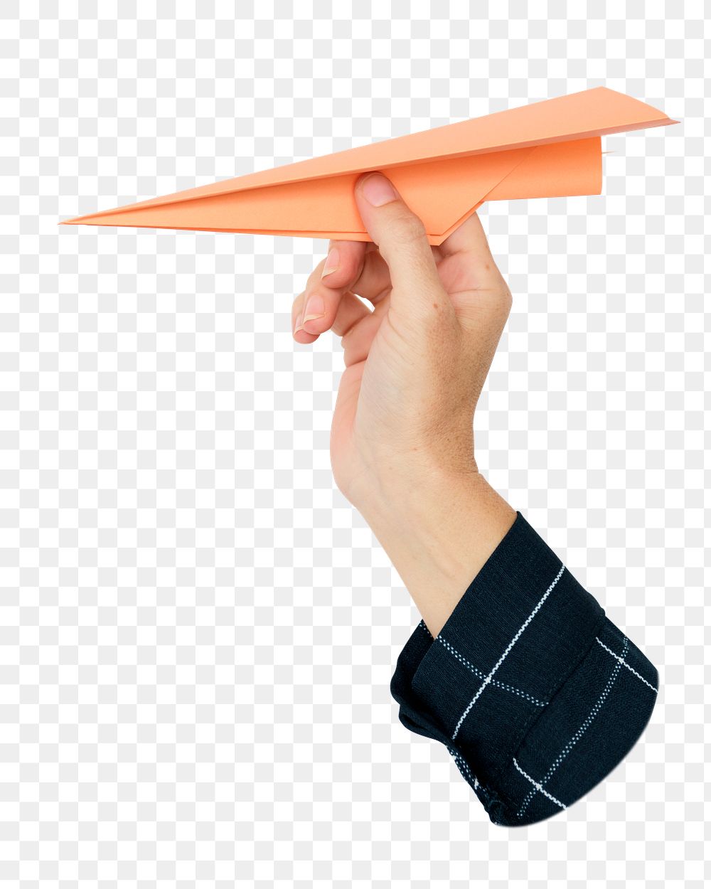 Hand holding png paper plane transparent background