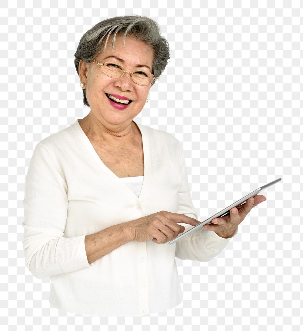 Senior woman png element, transparent background