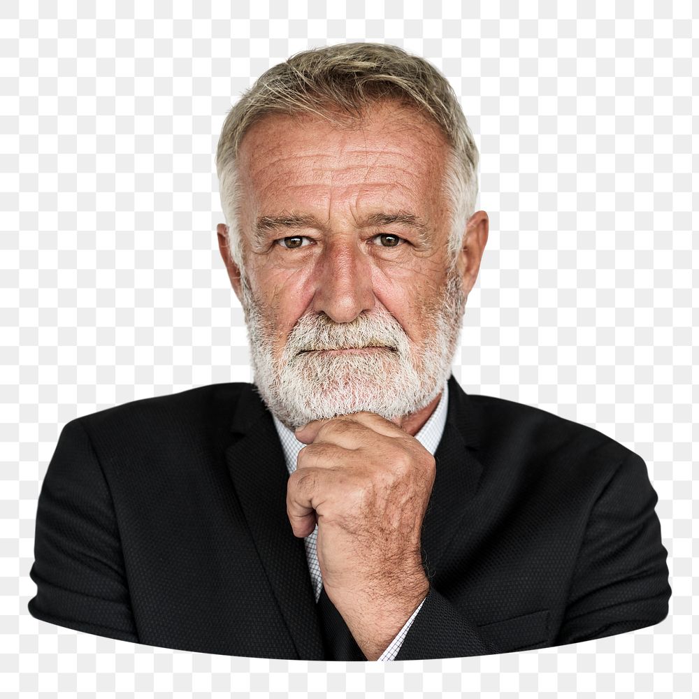 Senior man png element, transparent background