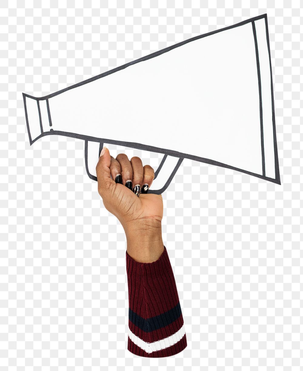 Hand holding png megaphone transparent background