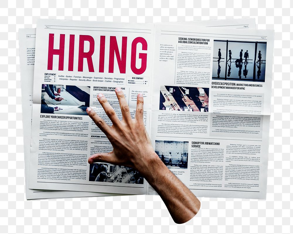 Hiring newspaper png transparent background