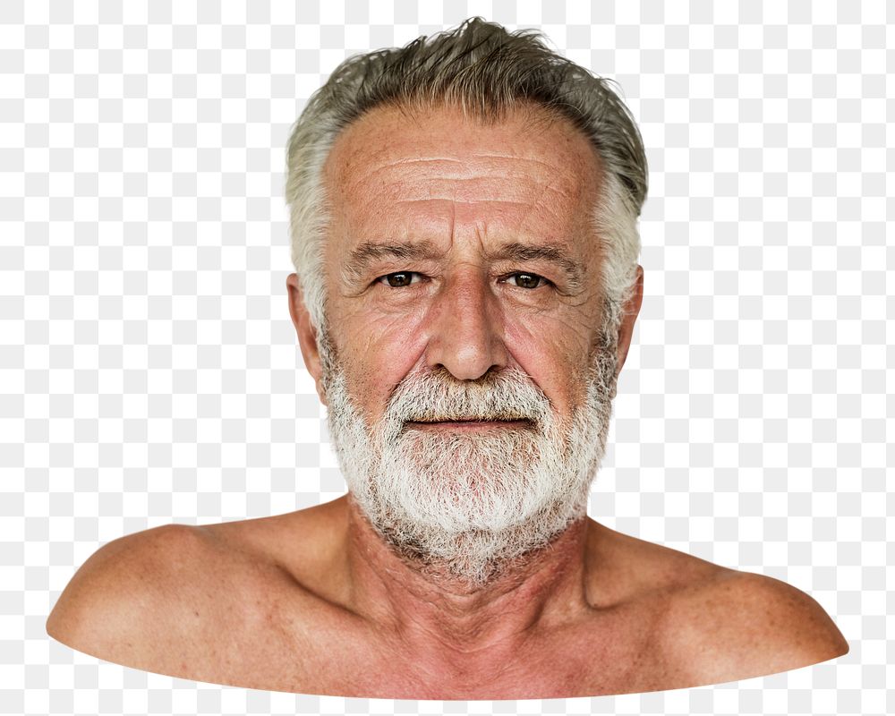 Senior man png element, transparent background