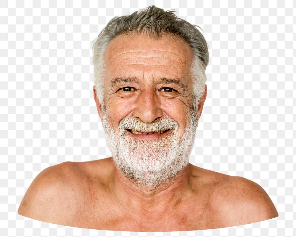 Senior man png element, transparent background