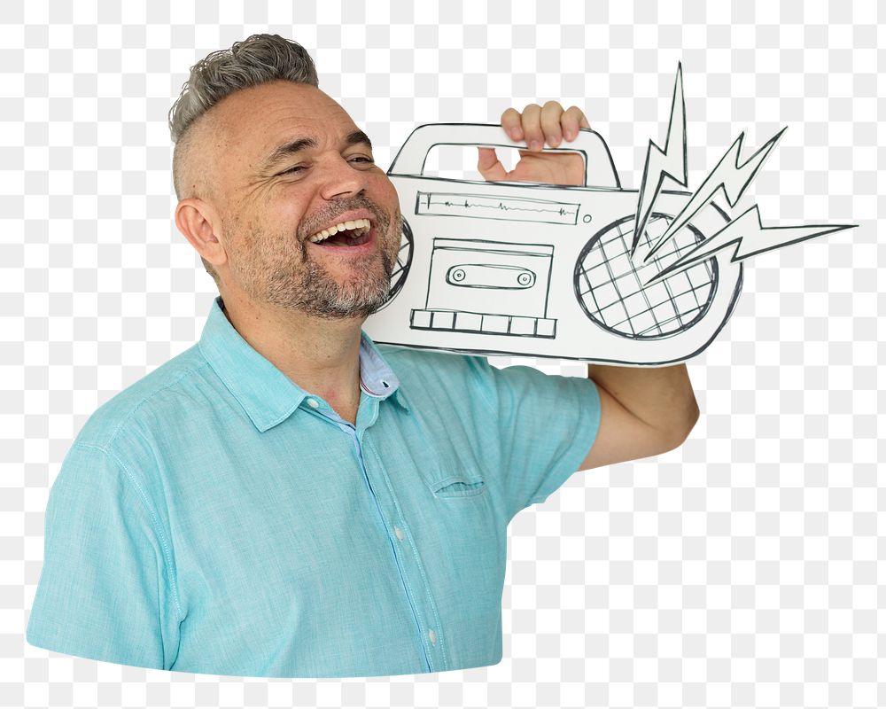 Happy man png element, transparent background