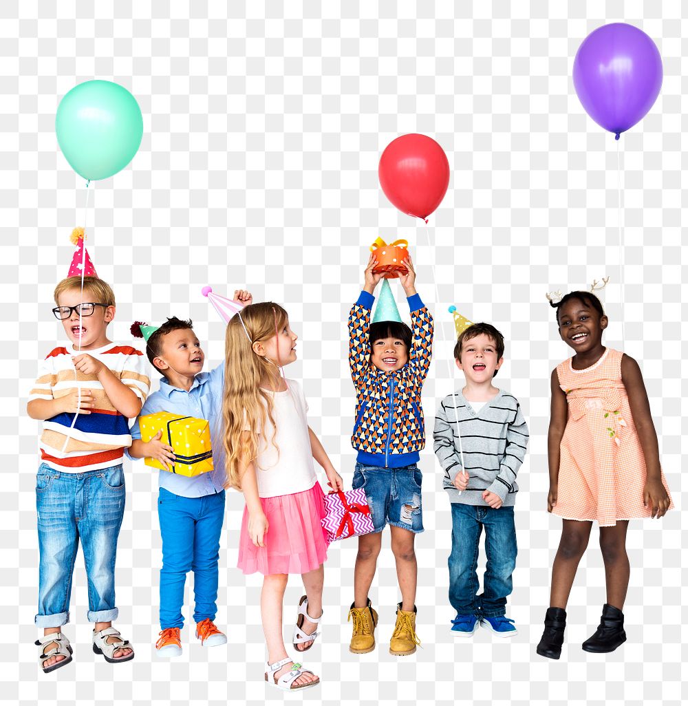 Diverse kids png element, transparent background