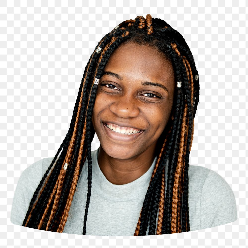 Young African girl png element, transparent background