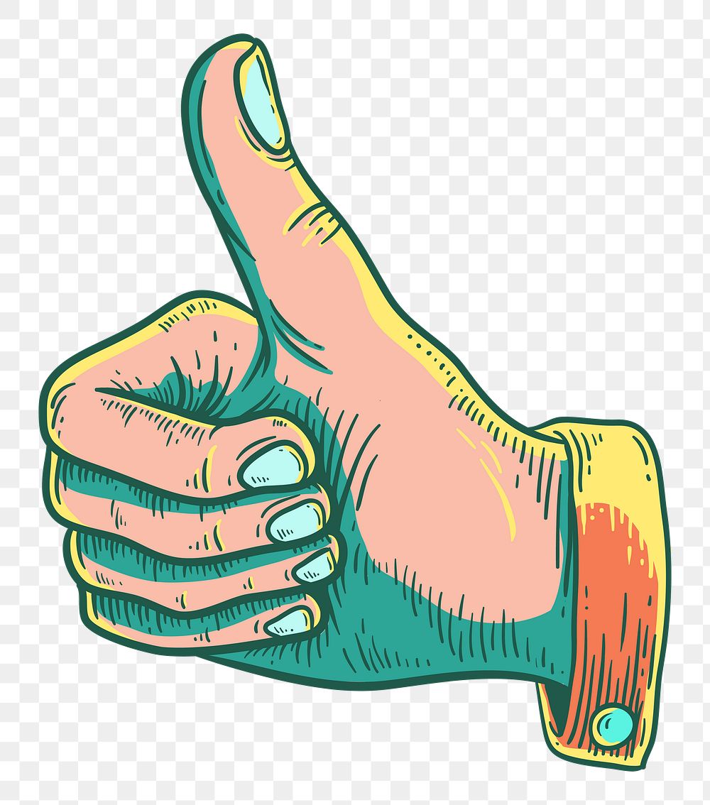 Png thumb up element, transparent background