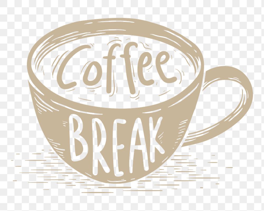 Png brown coffee break element, transparent background