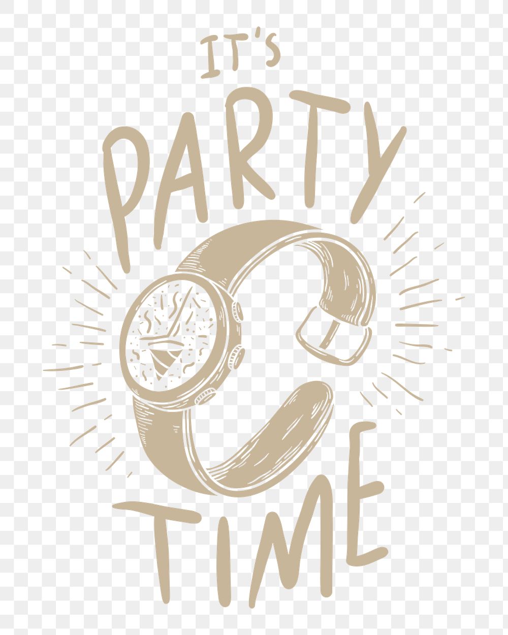 Png party time design element, transparent background