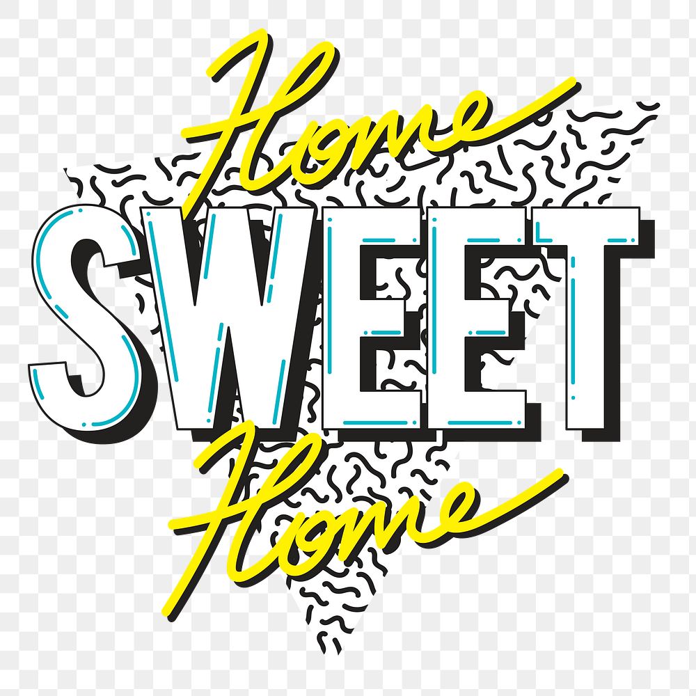Png home sweet home word element, transparent background