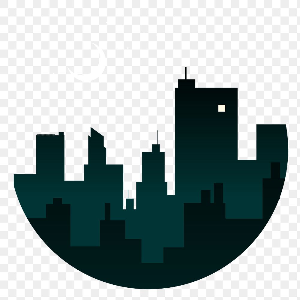 Night city png illustration, transparent background