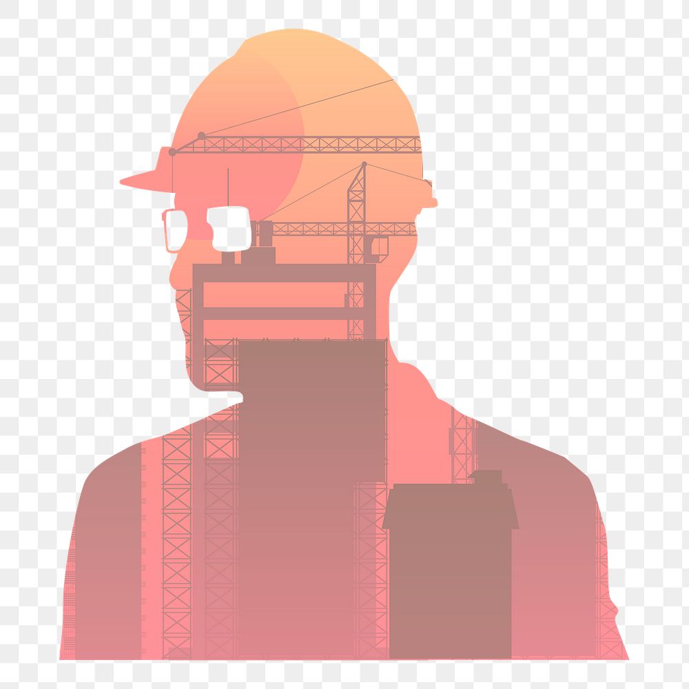  Png construction worker aspiration illustrated element, transparent background