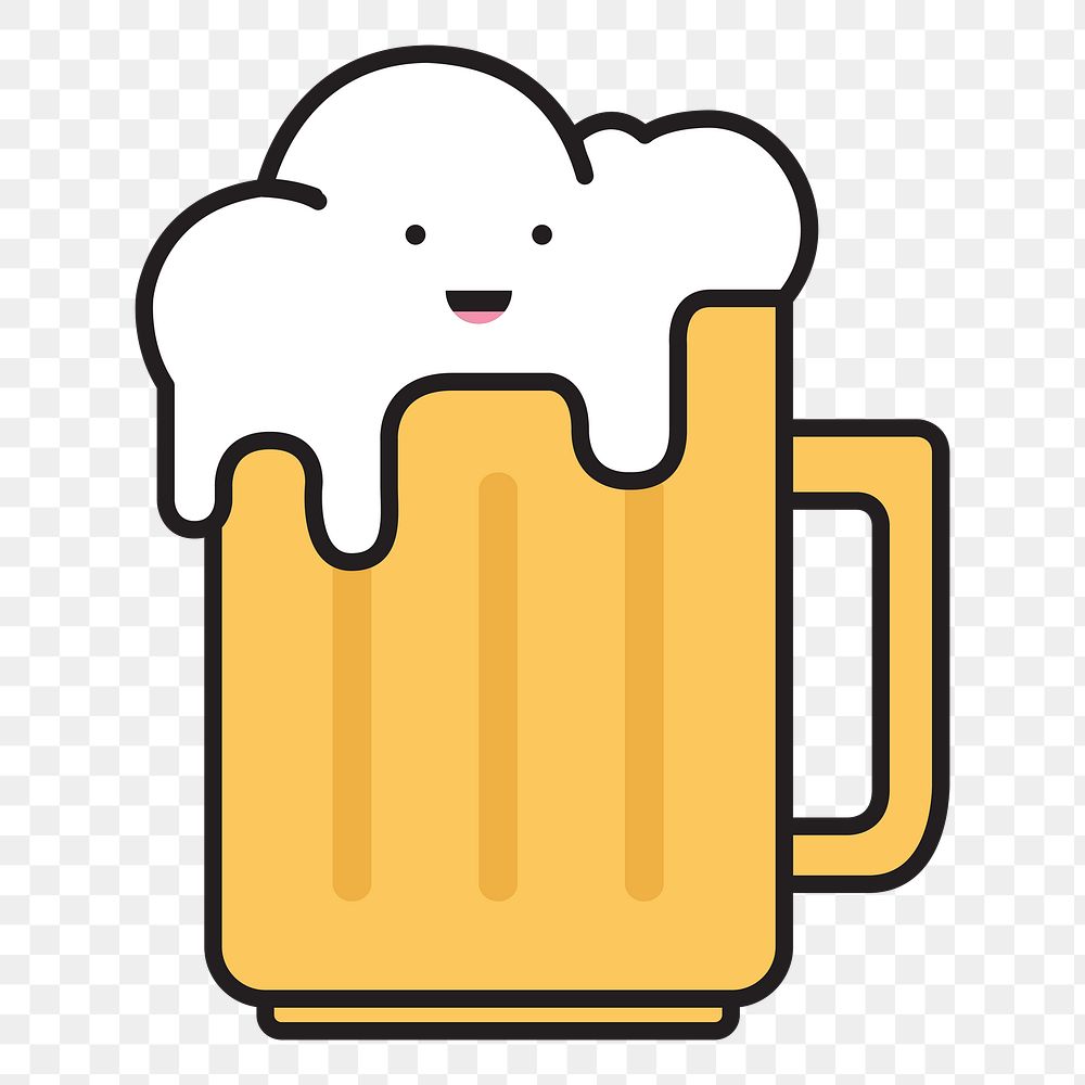 Glass of beer icon  png, transparent background
