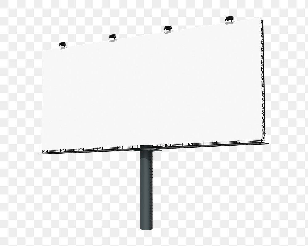 3D billboard sign png, blank advertisement on transparent background