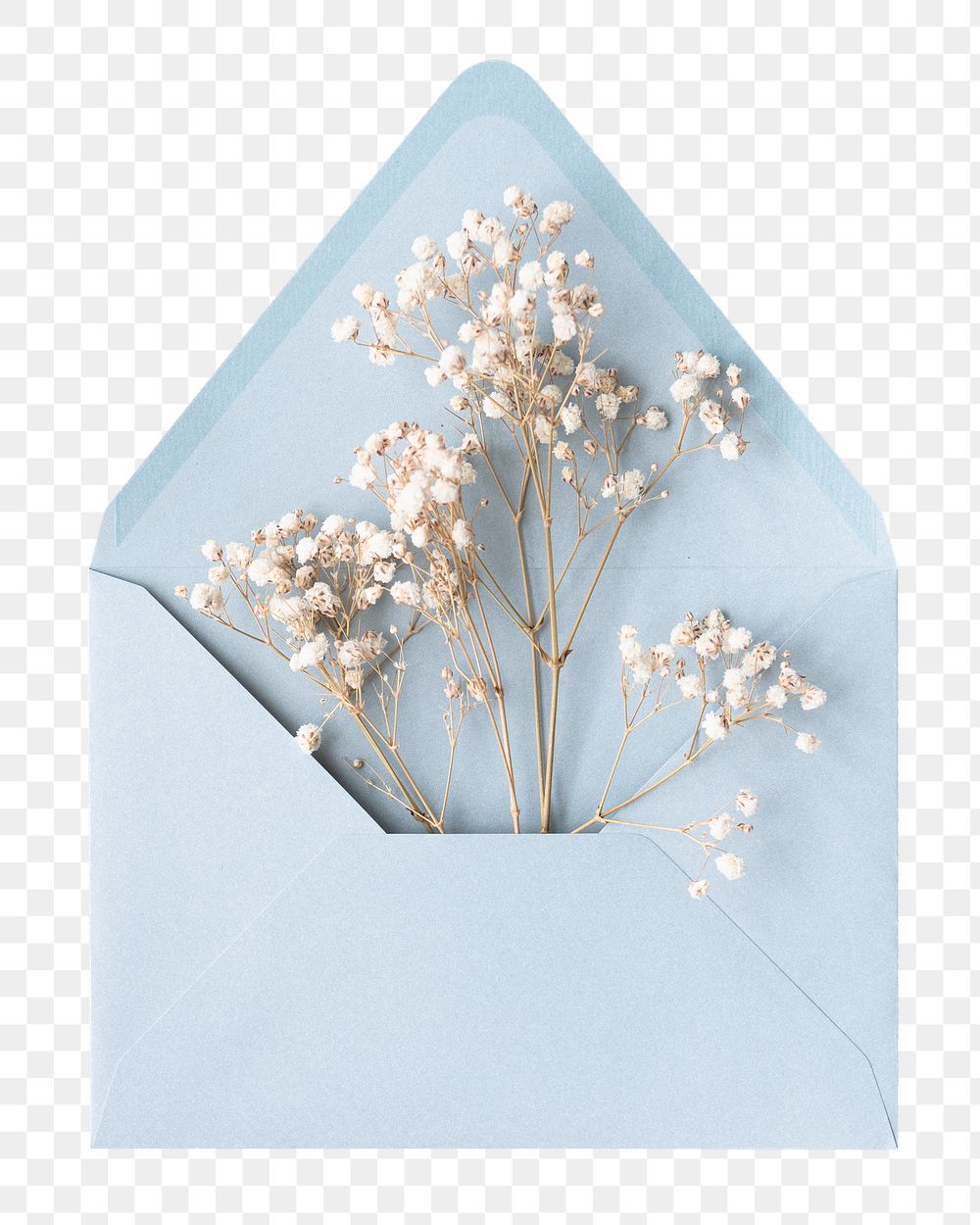Png blue envelope with flowers sticker isolated image, transparent background