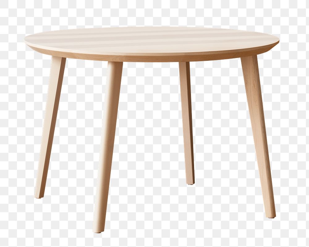 Wooden round table png furniture, transparent background