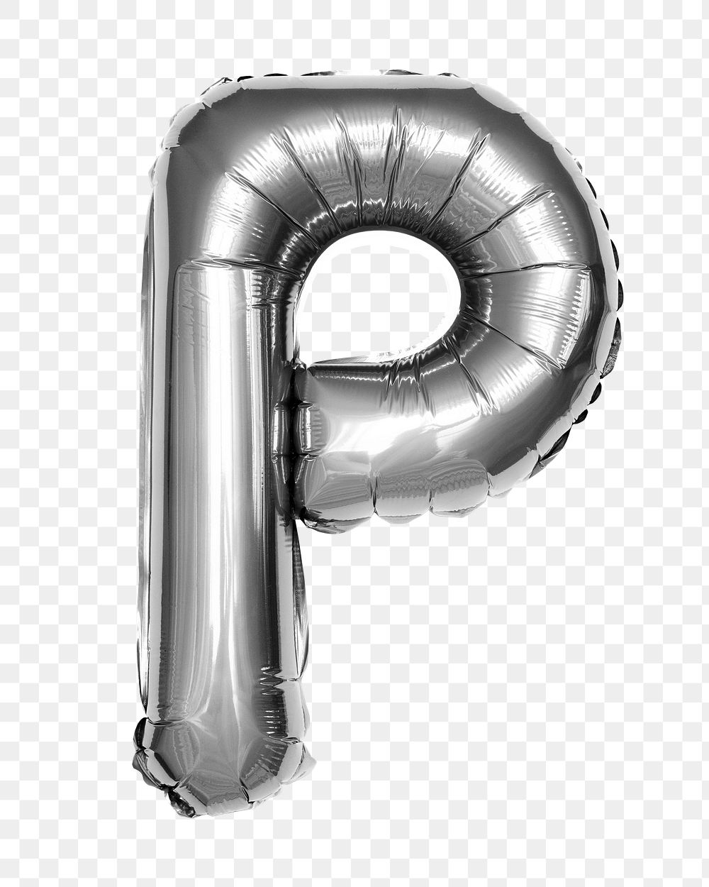 PNG capital P letter silver balloon, transparent background