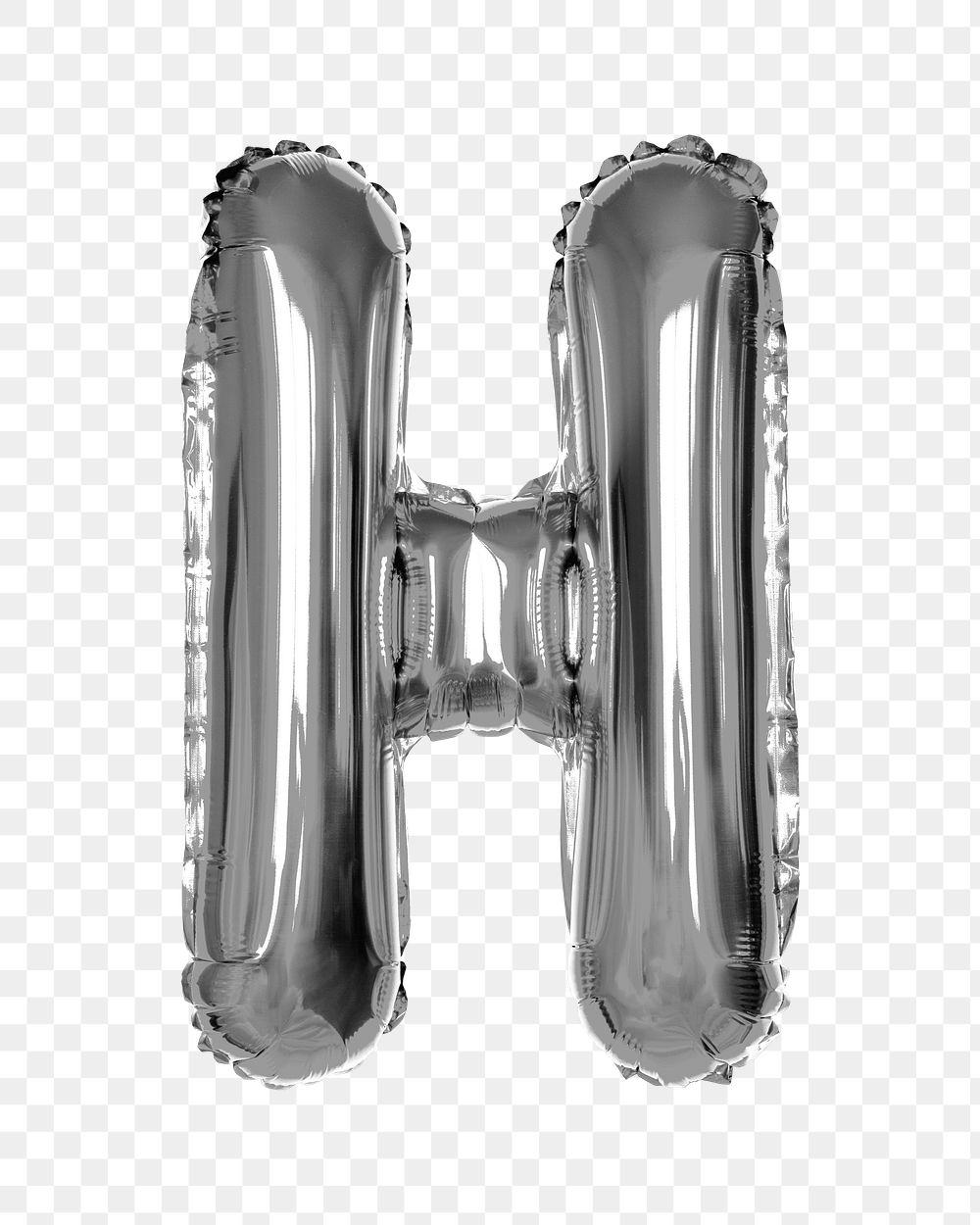 PNG capital H letter silver balloon, transparent background