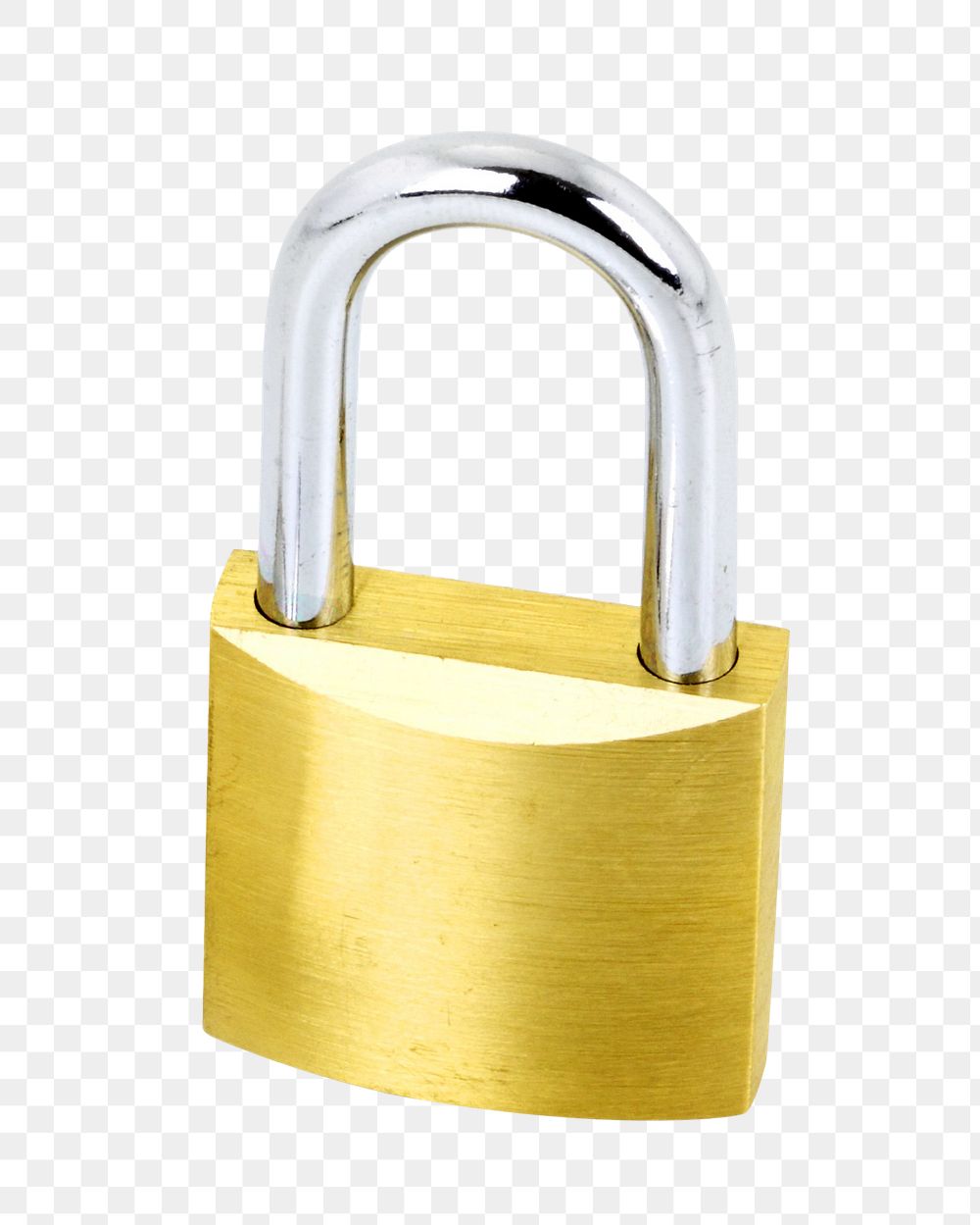 Png brass lock, isolated image, transparent background