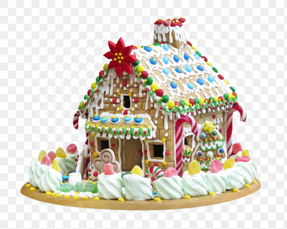 PNG gingerbread house, collage element, transparent background