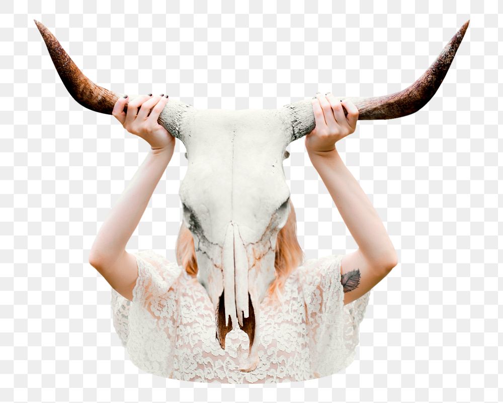 Animal horns png woman sticker, transparent background