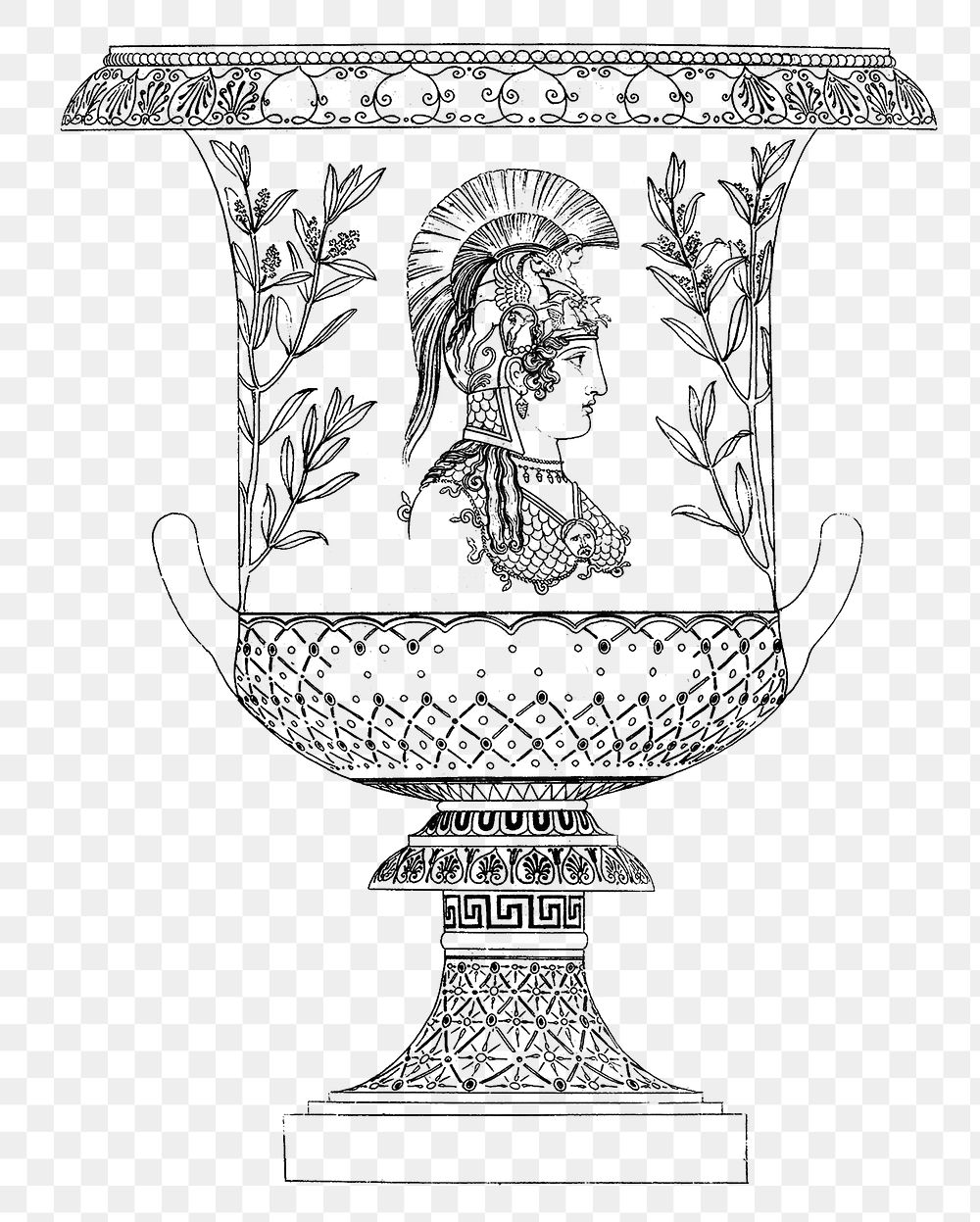 Greek vase png vintage illustration on transparent background