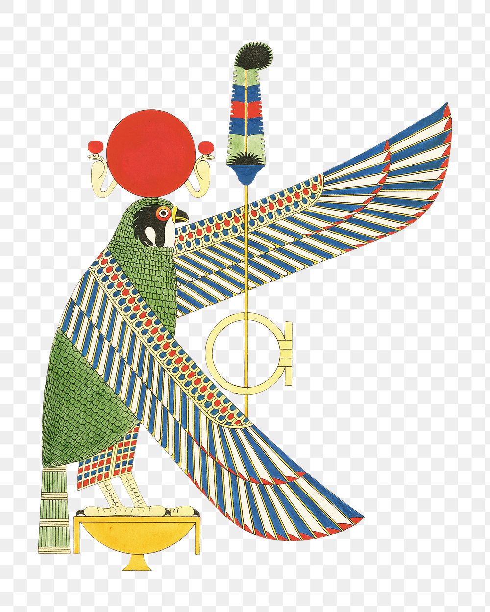 Egypt god png vintage illustration, transparent background