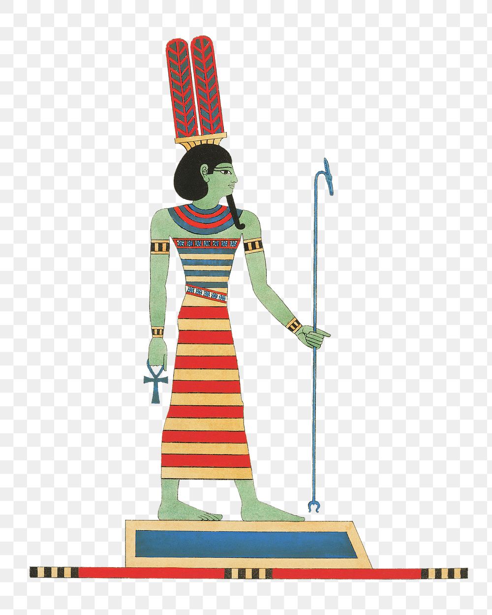 Egypt god png vintage illustration, human drawing on transparent background