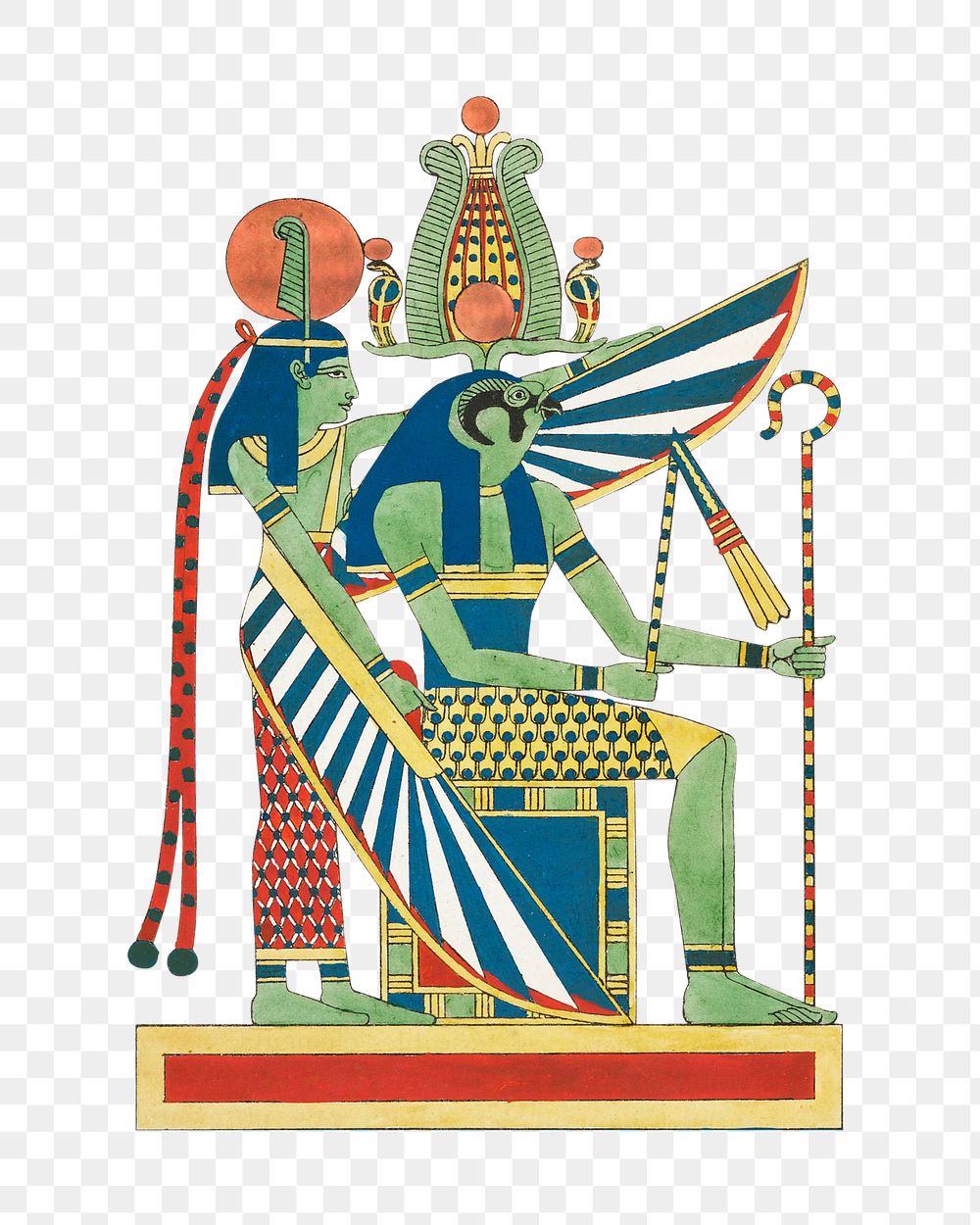 Egypt god png vintage illustration, human drawing on transparent background