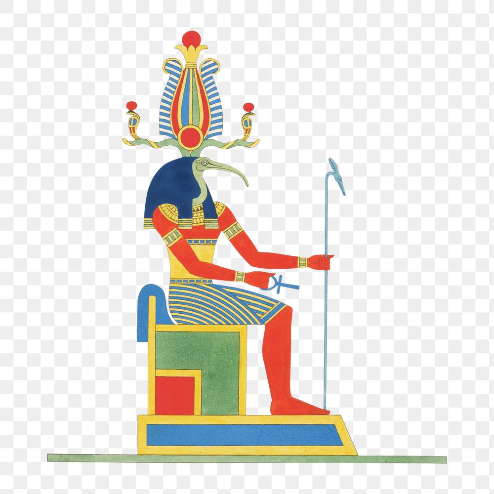 PNG Egyptian god Thoth vintage illustration, transparent background. Remixed by rawpixel. 
