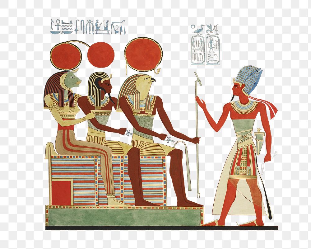 Egypt gods png ancient illustration on transparent background