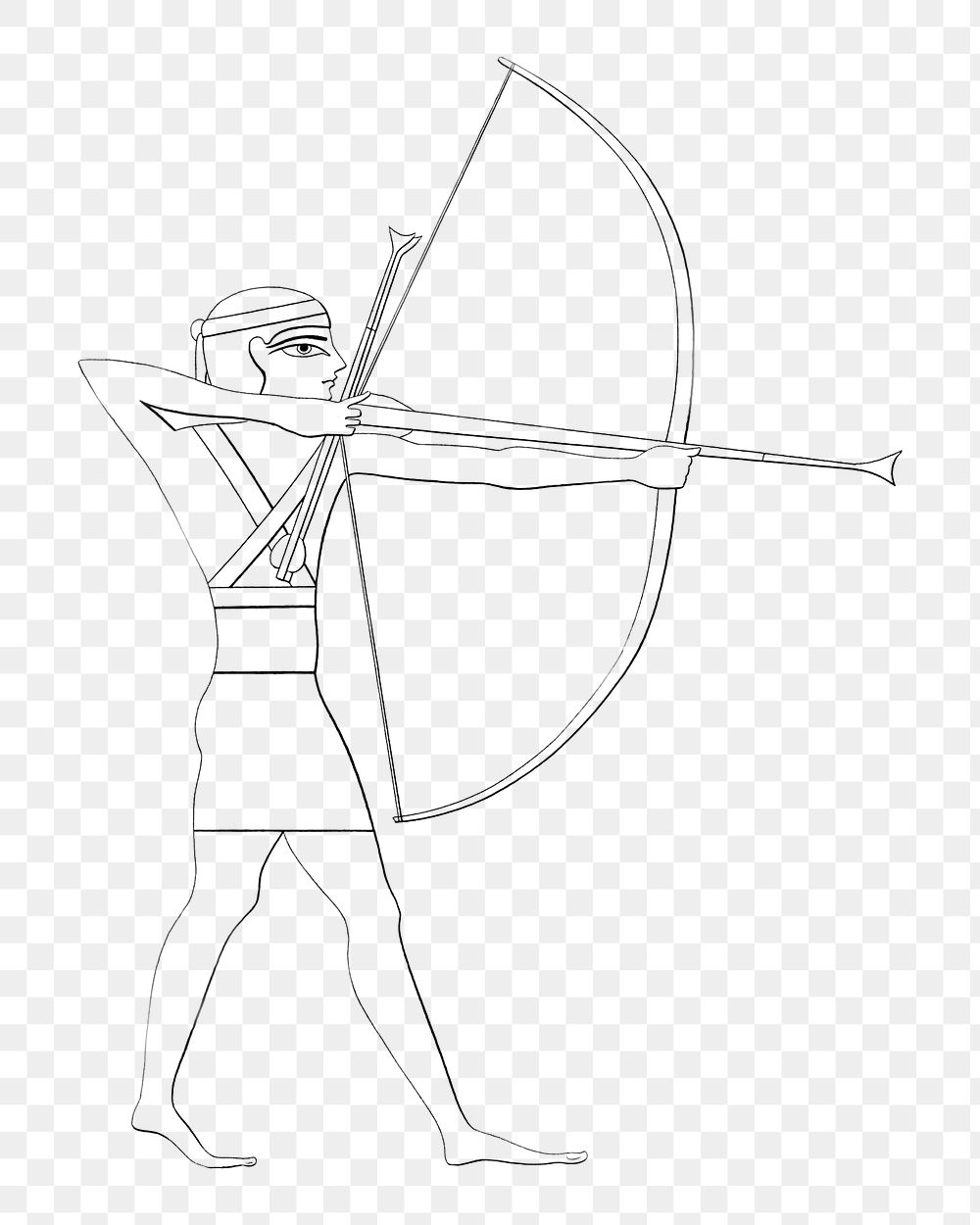 Human archer png vintage illustration, Egyptian design on transparent background