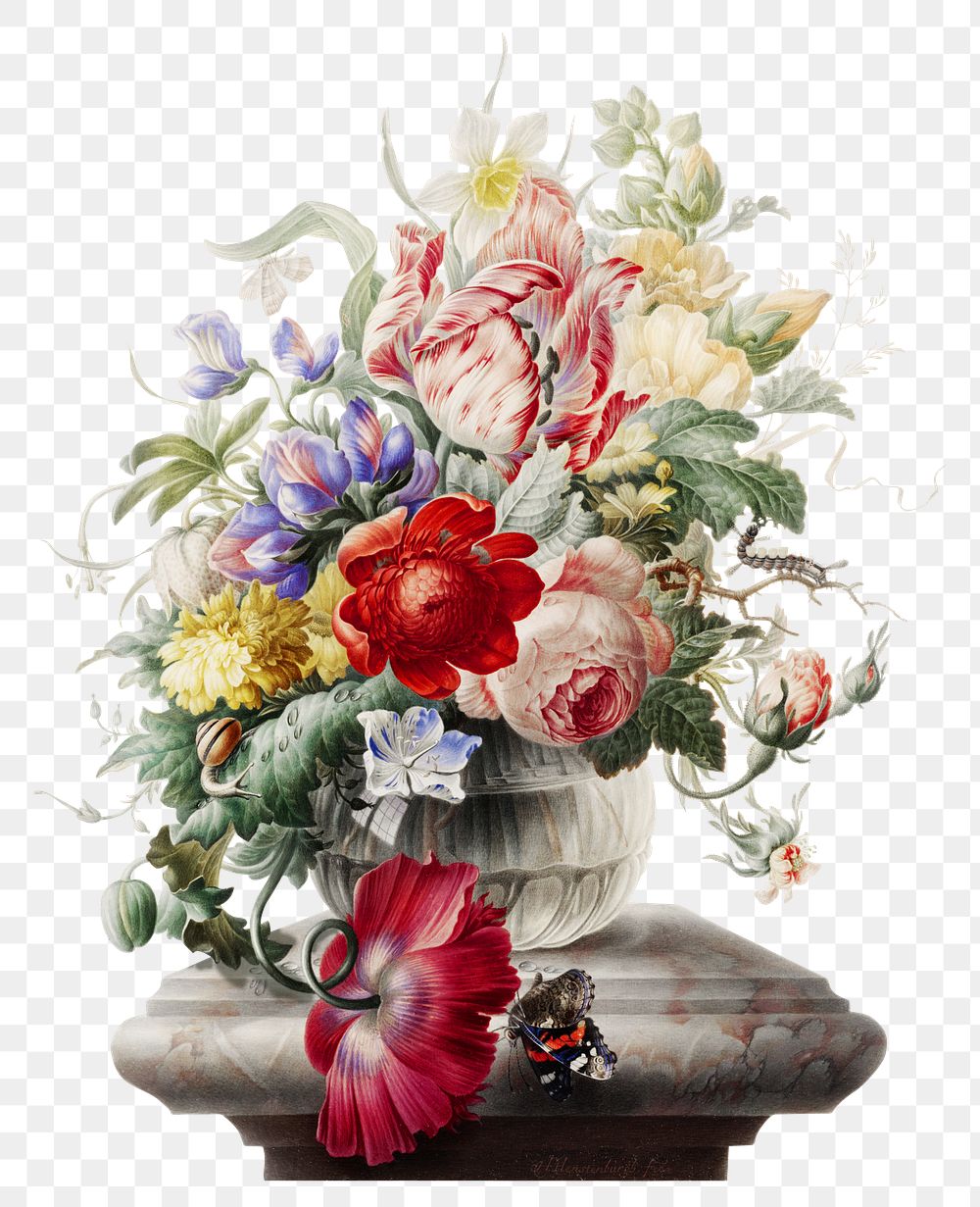 Colourful flower vase png, transparent background