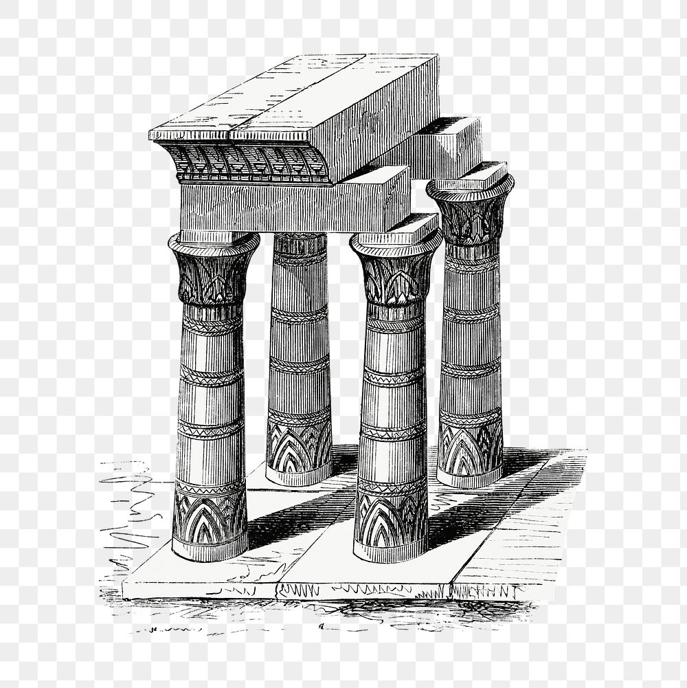 Pillar png ancient illustration, architecture design on transparent background