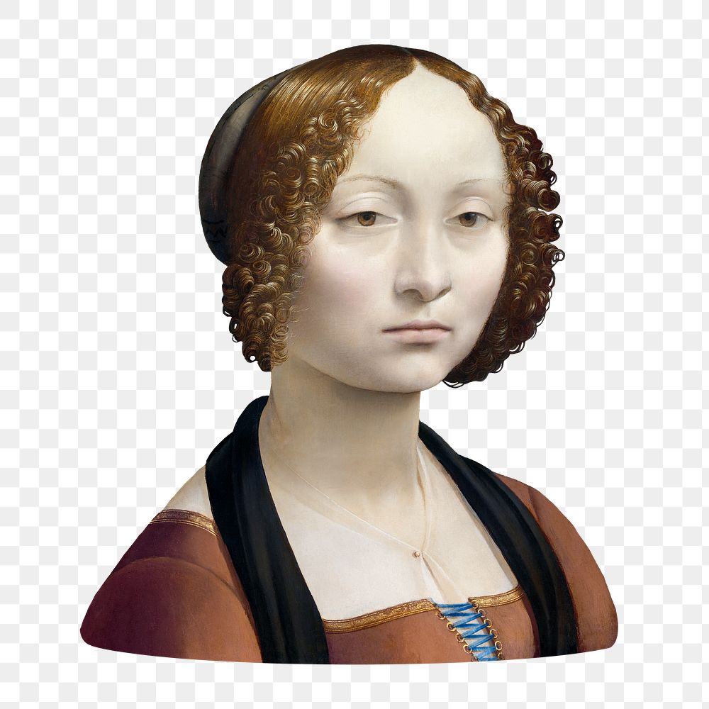 Woman png, da Vinci-inspired artwork, transparent background. Remixed by rawpixel