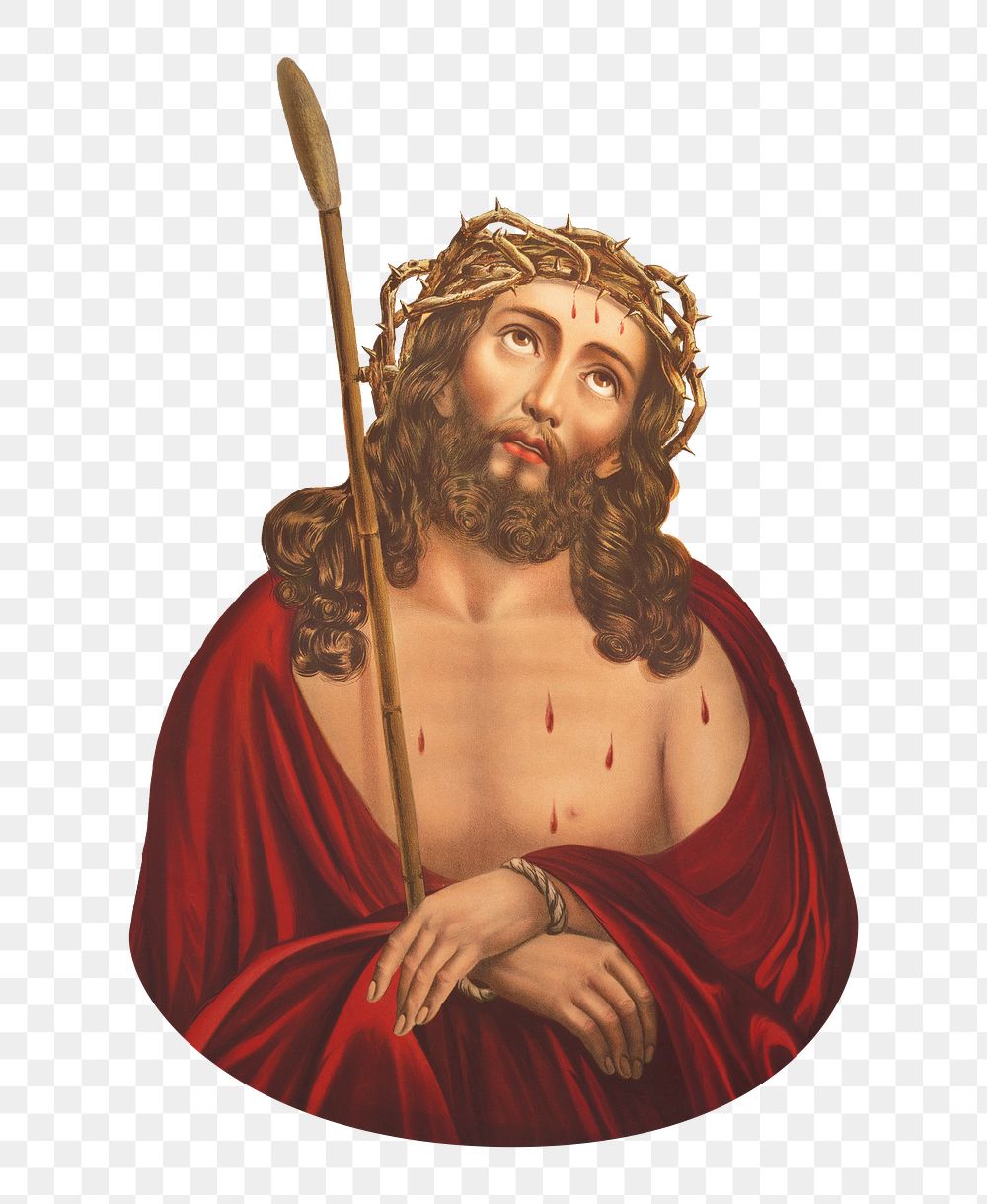 Jesus Christ png crown of thorns, vintage illustration, transparent background. Remixed by rawpixel.