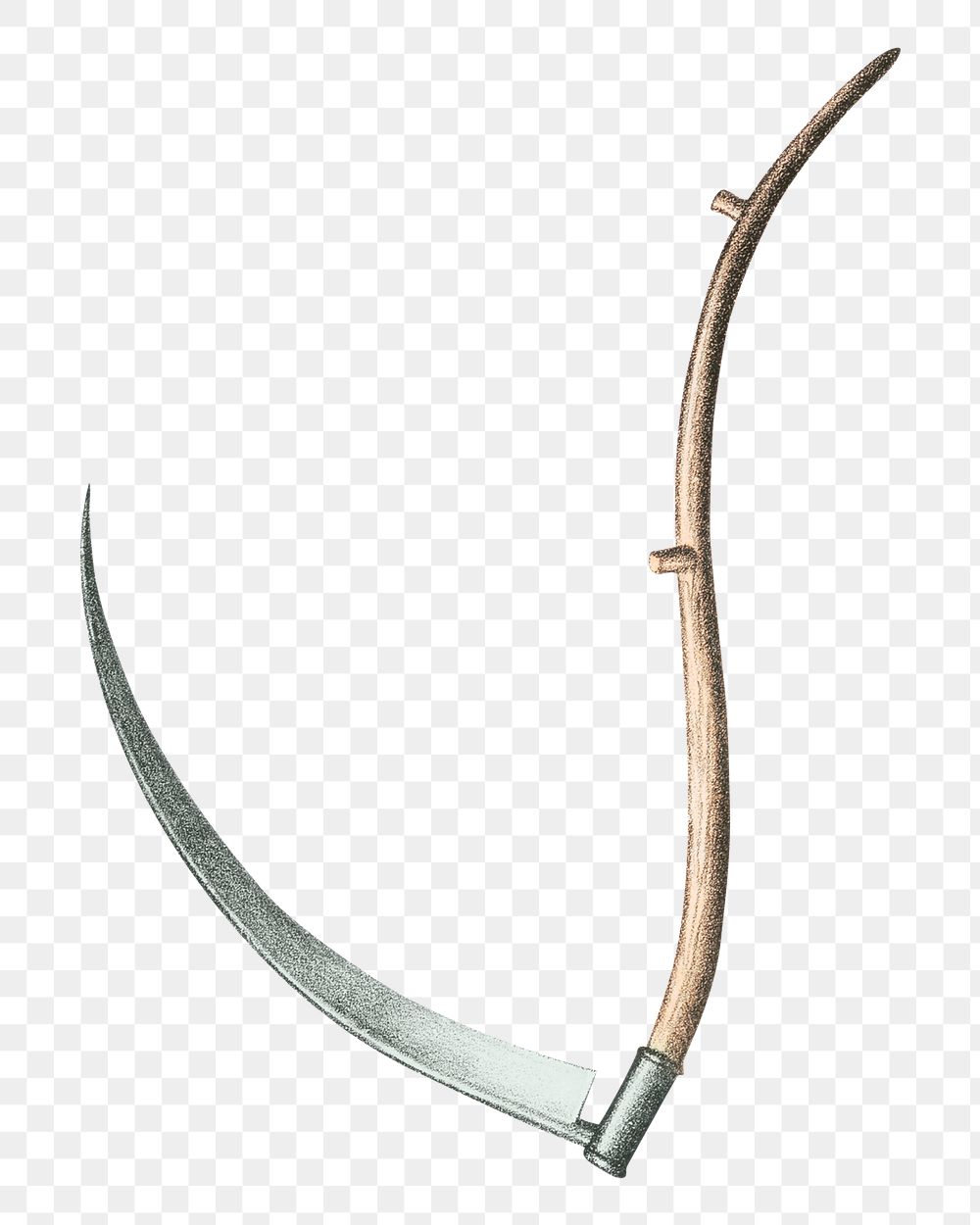 Vintage sickle png illustration on transparent background. Remixed by rawpixel.