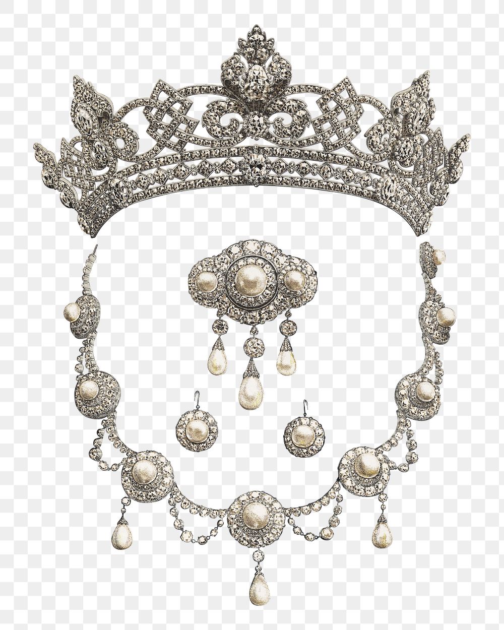 Vintage crown png jewelry illustration on transparent background. Remixed by rawpixel.