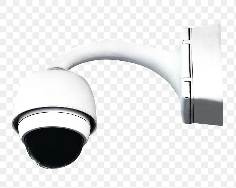 Png circular hanging wall cctv, isolated object, transparent background