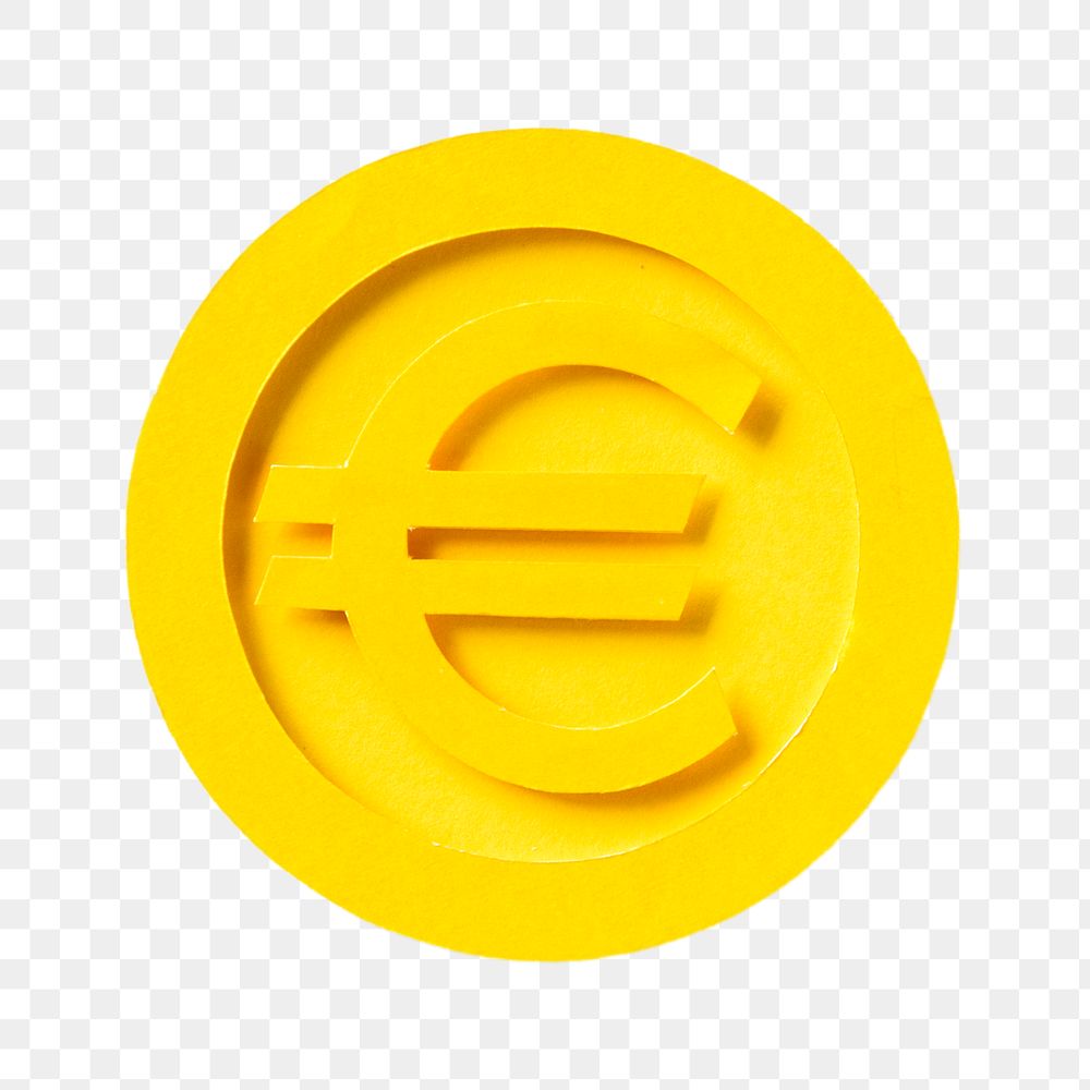 PNG Golden euro coin, collage element, transparent background