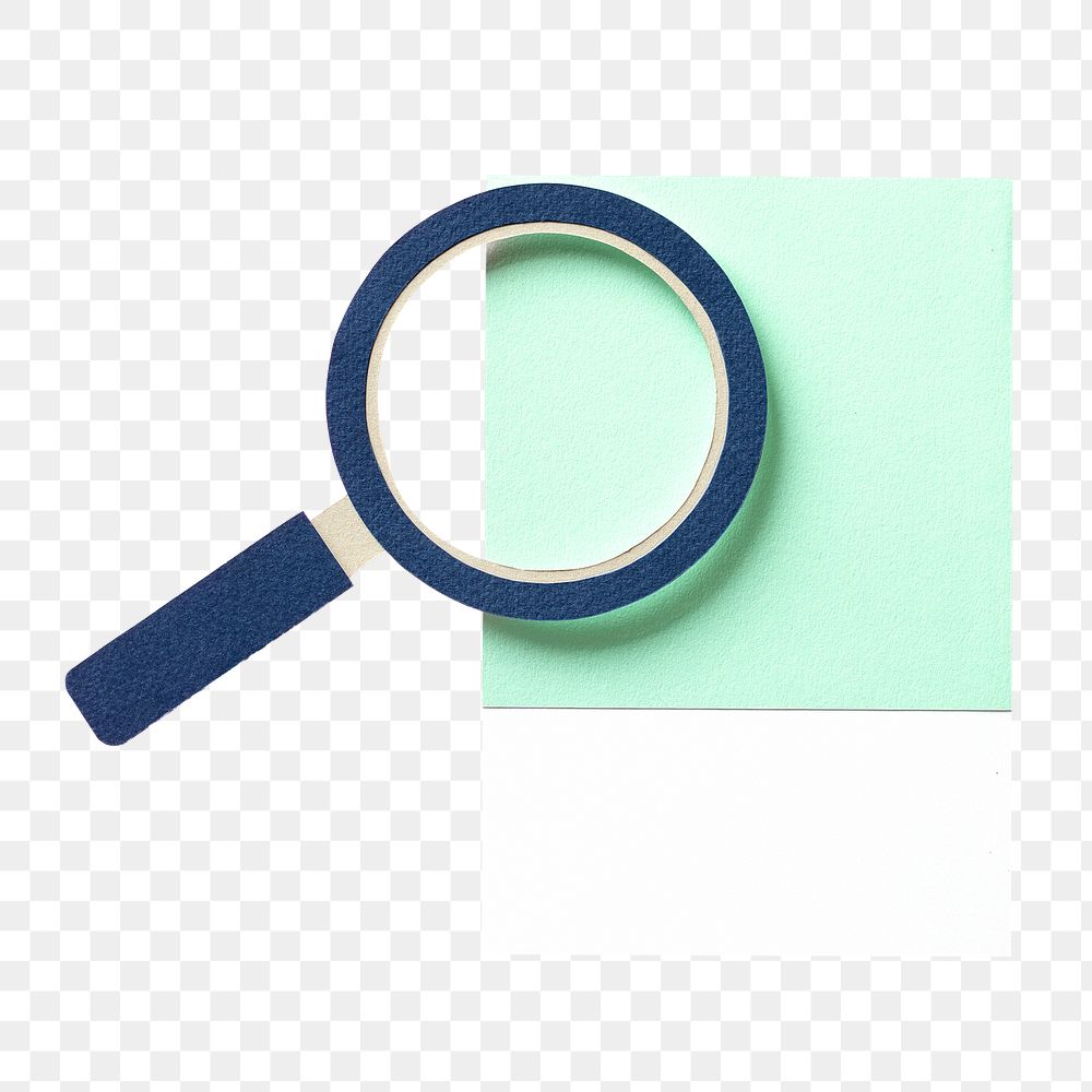 PNG Paper craft art of a magnifying glass, collage element, transparent background