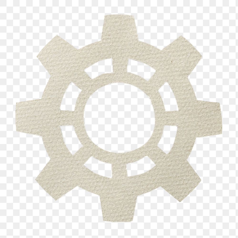 PNG Paper craft art of cog icon, collage element, transparent background
