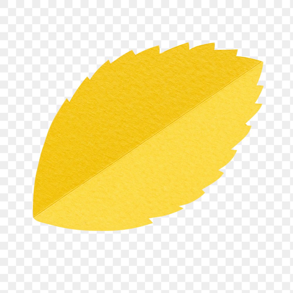 Yellow leaf png sticker, transparent background